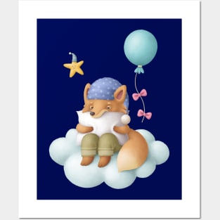 Sleepy fox on the cloud Posters and Art